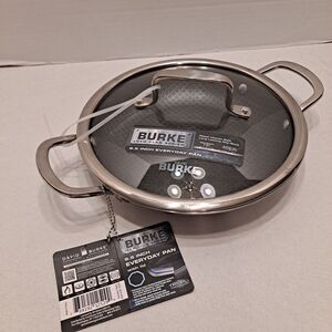 David Burke Geo Clad Everyday 9.5" Pan w/ Lid Tri-ply Stainless Steel Non-stick